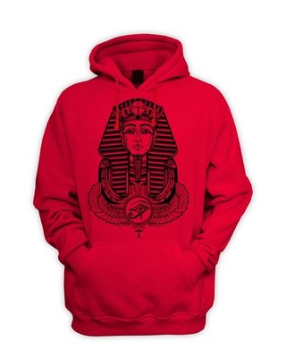 Egyptian Pharoah With Winged Ankh Symbol Men's Pouch Pocket Hoodie - Egypt