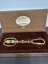 Vintage Gucci Gold Tone Knot Design Keychain New In Box