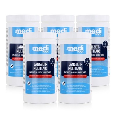 mediPOOL Langzeit-Multitabs 1kg - Algenverhütung und Flockung (5er Pack)