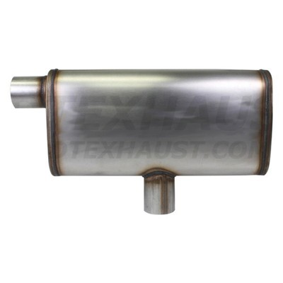 Exhaust Muffler Flow II Series Stainless Steel Oval Gray Exhaust Muffler 2.5''