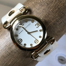 Marc Jacobs Women MBM1108 Dress White Leather Band Quartz Analog 30mm Watch 7"