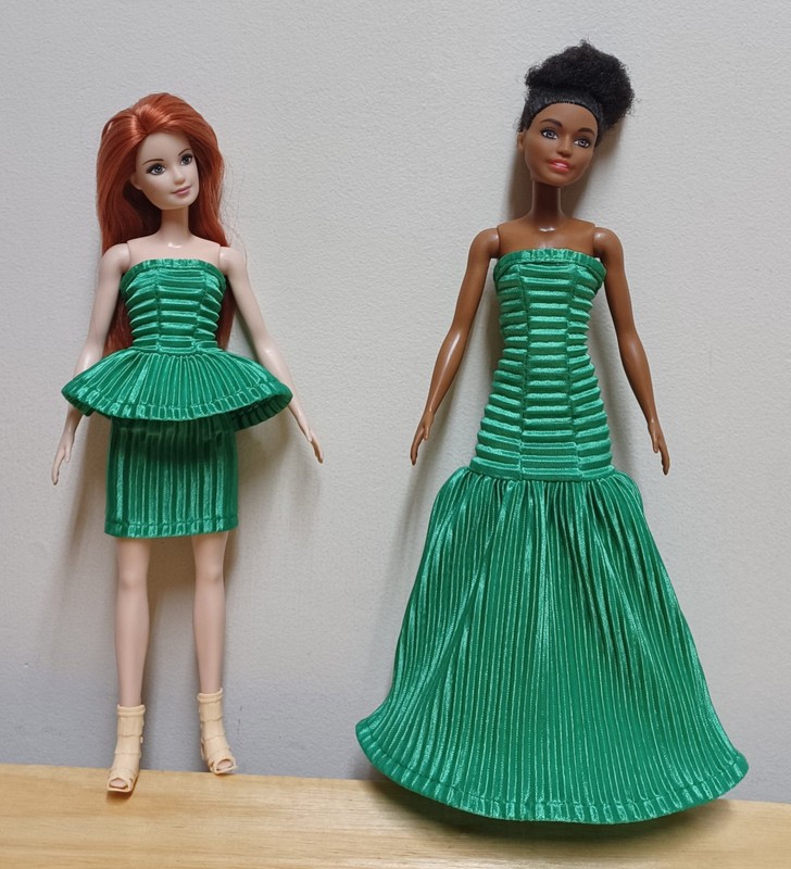 Barbie 11 1/2" Doll Clothing Green Evening Gown, Skirt, Strapless Top