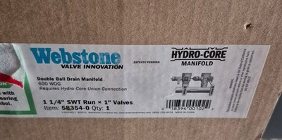Webstone 58354-0 1-1/4'' Sweat Run & 1'' Union Branch Hydro-Core Manifold