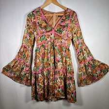 Nasty Gal Dress Womens 4 Boho Fairy Festival Bell Sleeve Hippie Sheer Cottage