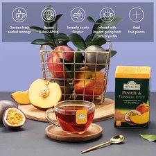 Black Tea, Peach and Passion Fruit Teabags, 20 Ct (Pack of 6) - Caffeinated and 