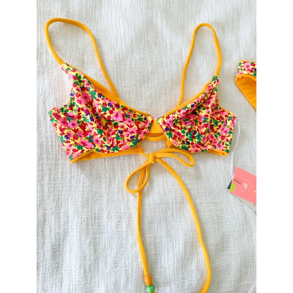 Maaji | NWT Sunset Gold Dainty Underwire Bikini Top Bottom Bikini Set | Sz M - Image 3 of 4