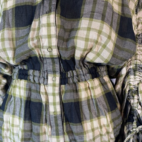 NWT! We The Free People e Pacific Dawn Black Green Plaid Shirt Wool NWT NEW - Picture 6 of 16