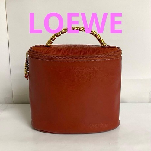 LOEWE Velasquez Vanity Bag Leather Red Vintage Authentic From Japan