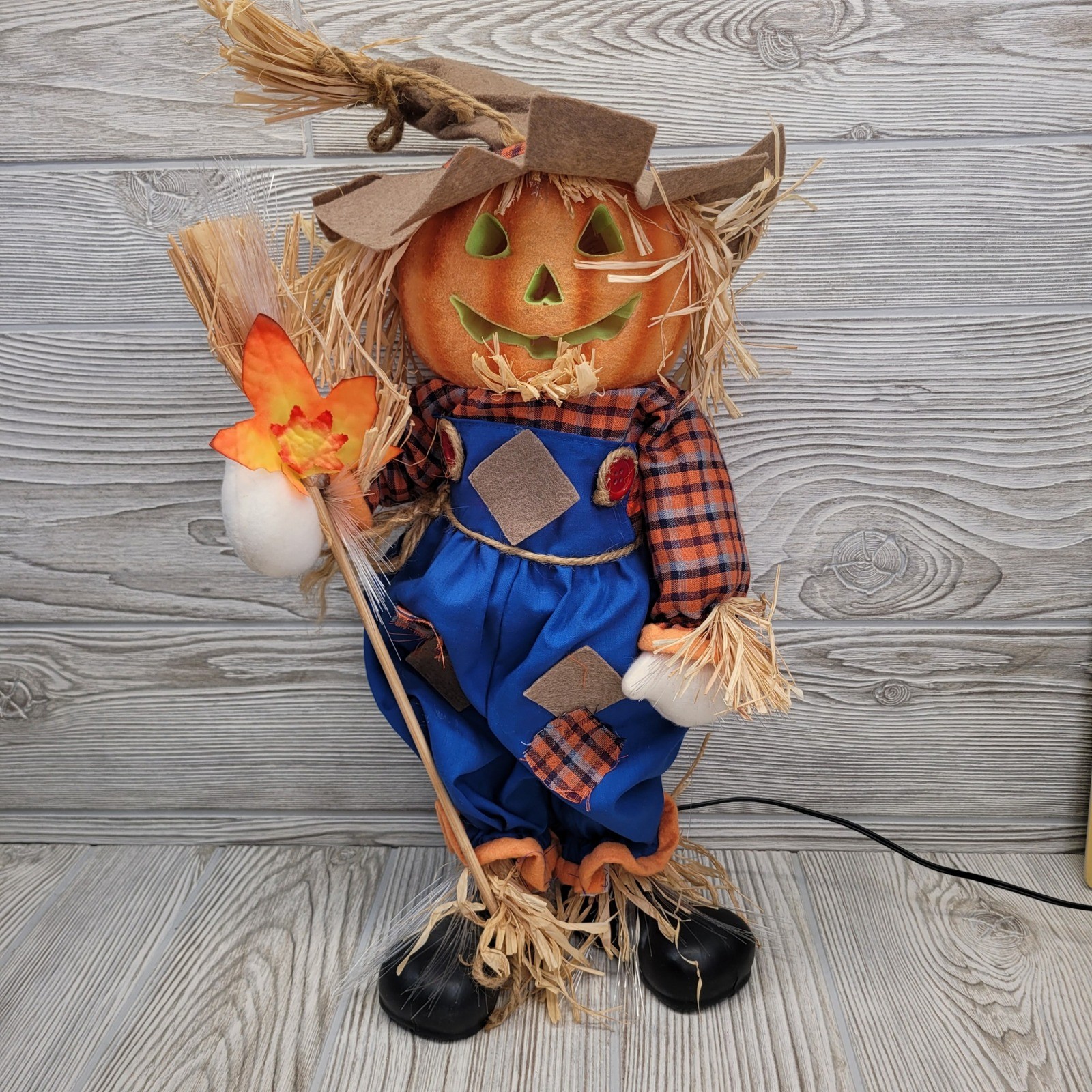 Fiber Optic Pumpkin Scarecrow Standing Halloween Decoration Fall Harvest Autumn