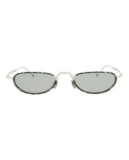 Thom Browne Unisex Round/Oval Silver/Grey Tortoise Grey Fashion Designer Eyewear