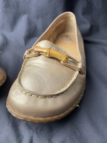 Mocassini mocassini slip on donna Born 8,5 bronzo pelle scarpe bambù OFFERTA - Foto 14 di 17