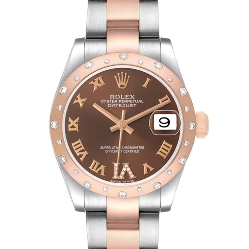 Rolex Datejust 31 Midsize Steel Rose Gold Diamond Ladies Watch 178341 Box Card