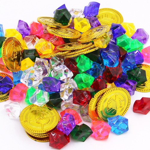 Vajilla de fiesta discoteca tesoro pirata monedas y juguetes 114 piezas - Imagen 9 de 11