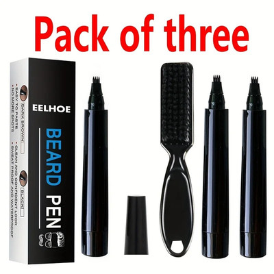 3× Waterproof Beard Pencil Filler Hair Grower Long Last Moustache Eyebrow Brush