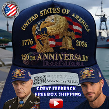 USA 250th Anniversary Hat Cap Eagle 1776 2026 Navy Blue Veteran Made In USA Hat