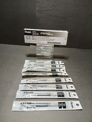 Box of 8 Pentel 0.7mm EnerGel Pens - Black Ink / #LR7-A / 2013 Japan