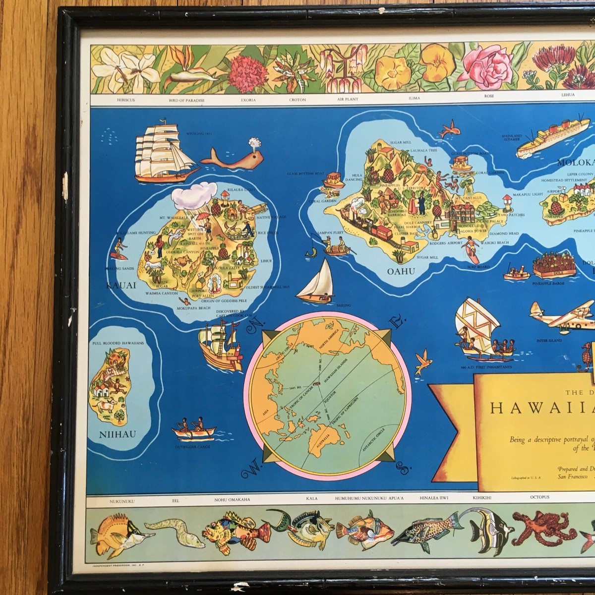 1937 THE DOLE MAP OF THE HAWAIIAN ISLANDS PARKER EDWARDS