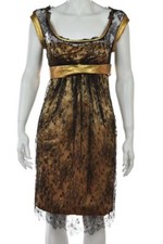 NEW Dolce & Gabbana Dress Size 40 Black Lace Sheath Cap Sleeve Knee Length Party