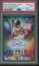 2021 Bowman's Best Colton Cowser Future Vibrance Lava Refractor Auto /50 PSA 9