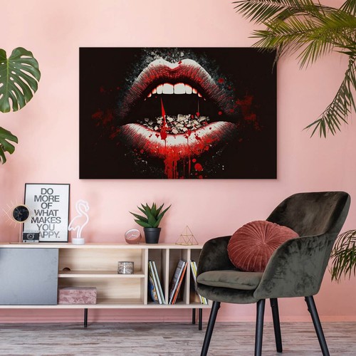 CANVAS Leinwand Bilder Abstrakte Vampir-Mund Lippen Wanddekoration Design XXL - Photo 7/7