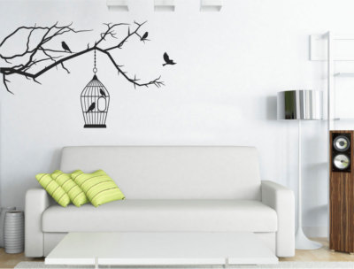 Großer Vogelkäfig Wandsticker | Vogelkäfig Aufkleber | Hängender Vogelkäfig Wandsticker