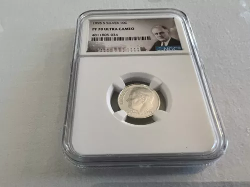 1995-S SILVER ROOSEVELT DIME NGC PF70 ULTRA CAMEO "PORTRAIT LABEL" TOP POP 