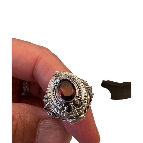 Granat Gift Ring Sterlingsilber echter Edelstein aufwendiges filigranes Design - Bild 3 von 19