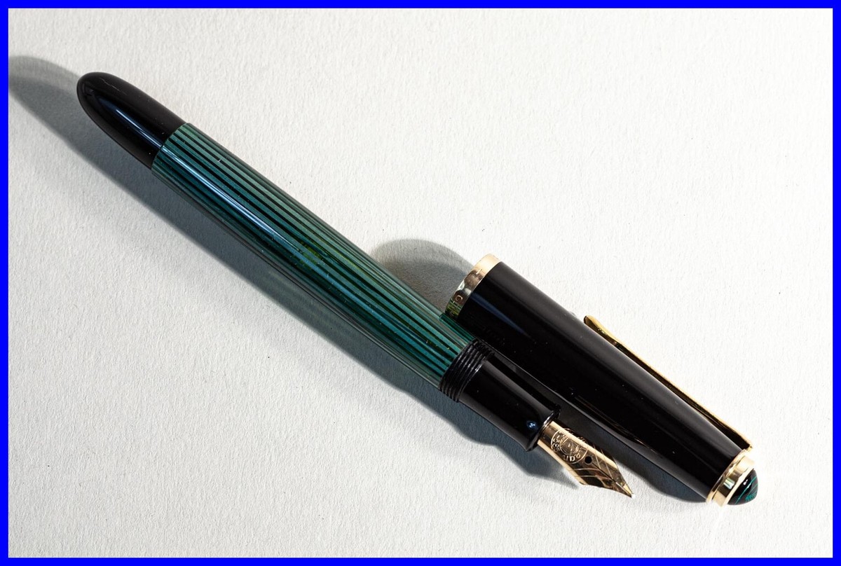 vintage PELIKAN 400 NN Piston Filler in GREEN STRIPED GOLD with