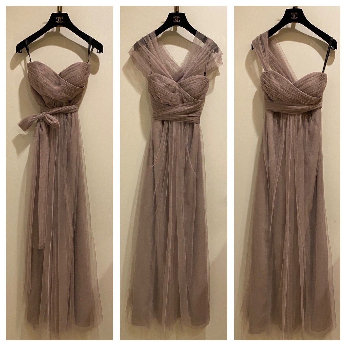 BHLDN Jenny Yoo Sz Annabelle Tulle Dress Formal Gown Mink Grey 15+ Diff  Looks!