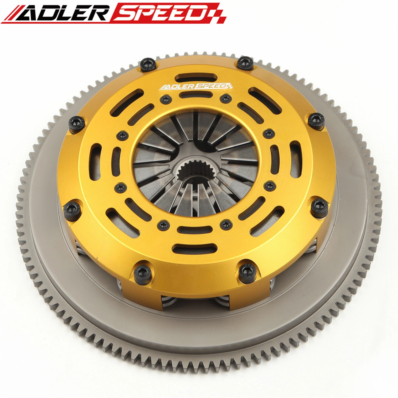 ADLERSPEED Clutch Disc 306698051231 &ndash; Ceramic Disc Style: Rigid hub Disc Size: 7.25" (185mm) Disc Quantities: 2 Disc Spline: 185 x 22T Clutch Type: Push Style Release Mechanism Clutch Cover: Aircraft Aluminum Alloy Flywheel Design: One piece standard light weight Billet Chromoly Flywheel Weight: Standard light weight Release Bearing: Include Alignment Tool: Not include &ndash; Fits 04-05 BMW 325 330 530 X3 Z4 M54 6SPEED thumbnail 2