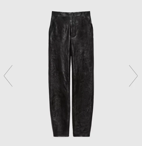 NWT Gucci Black Leather Shiny Trousers Pants Size 48 Unisex $3000