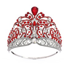 11cm Tall Crystal Tiara Crown Wedding Queen Princess Prom Adjustable Adult