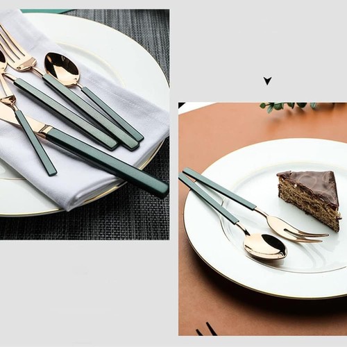 Evissmann 20-piece Cutlery Set for 4 Green Flatware Silverware Stainless Steel - Picture 5 of 6