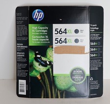 GENUINE NEW HP 564XL CN684WN Black Ink Cartridge 2-Pack 12/2017