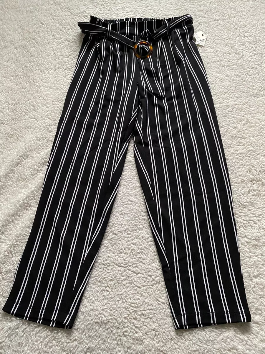 Striped shop belted pants