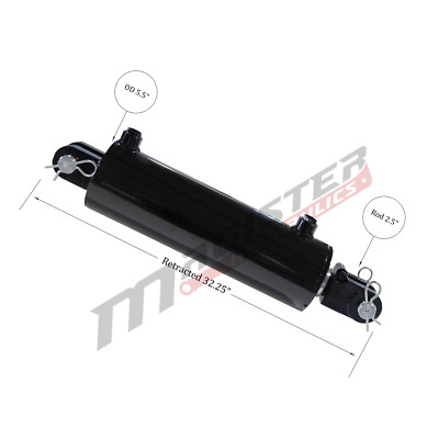 Hydraulic Cylinder Welded Double Acting 5'' Bore 20'' Stroke Clevis End 5x20 NEW