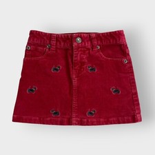 Vtg Ralph Lauren Girls Corduroy Skirt  4T  Dark Pink Adj Waist  Scottie Dog