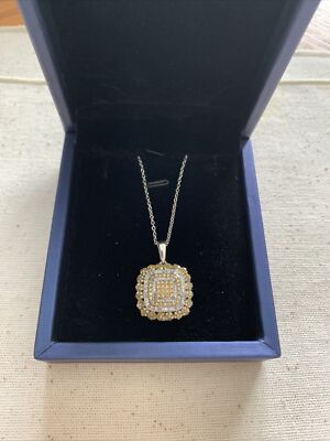 1 ctw gelber & weißer Diamant Platineve Anhänger (20 in Kette) 