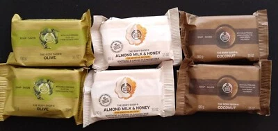 The Body Shop Soap Bars Almond Milk & Honey, Coconut, OLIVE OIL 100G X4 FASTP&P