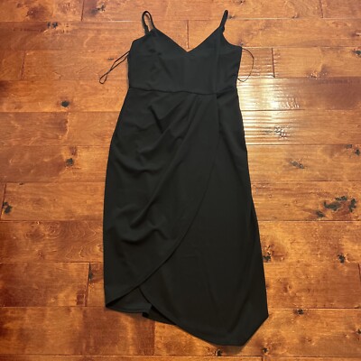 Tulip Wrap Skirt Midi Dress Black Large NWT $60 Miami Francesca's Boutique