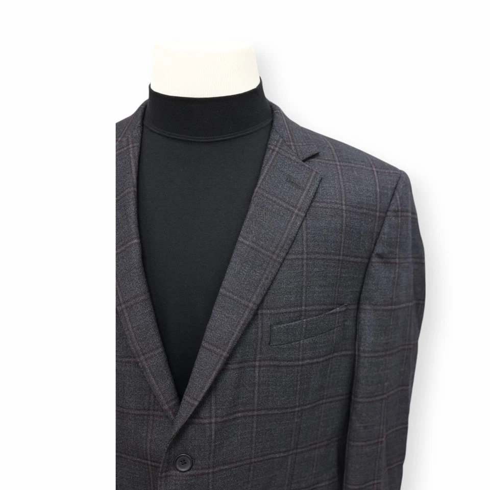 PRONTO UOMO PLATINUM Hombre Gris Ventana Abrigo Deportivo Traje Chaqueta Blazer 46 R Foto 3 de 4