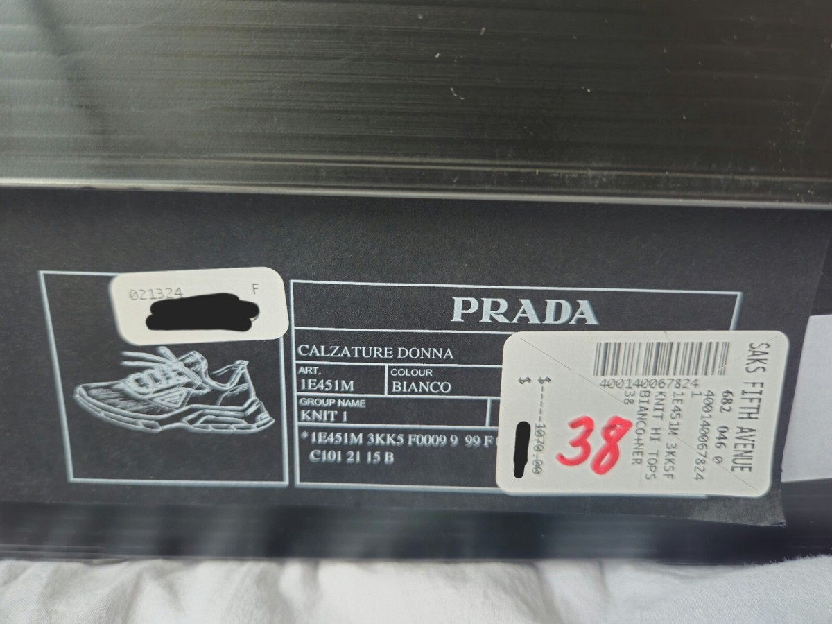 Prada Women's White Triangle Logo Knit XY Low Top Sneakers Size 8