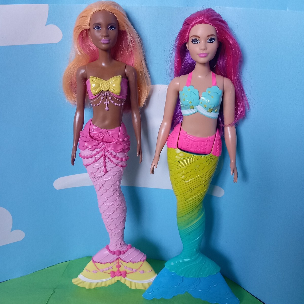BARBIE DREAMTOPIA MERMAID DOLLS ORANGE/PINK HAIR RAINBOW TAIL