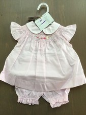 NWT FELTMAN BROTHERS GIRLS SZ 6m Pink/White Smocked Dress W/Panty