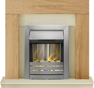 Adam Dakota Fireplace Suite In Oak Helios Electric Fire Brushed