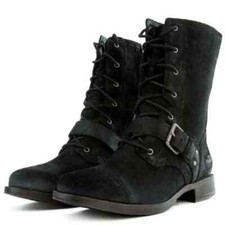 UGG� AUSTRALIA MARELA BLACK LEATHER COMBAT BIKER BOOTS UK 6.5 EU 39 US 8 RRP�225