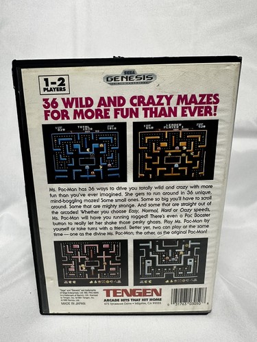 MS. PAC-MAN SEGA GENESIS NO MANUAL TESTED RETRO VIDEO GAME TENGEN - Picture 2 of 3