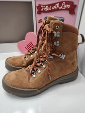 NWOT EREM Xerocole Suede Leather Lace Up Mid-Calf Hiking Boots, Camel, 10 