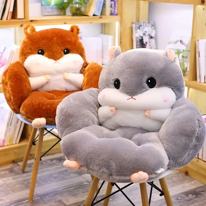 1pc Polyester Chair Cushion , Cute Hamster Design Cushion For Home