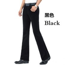 Men's Stretch Corduroy Flared Trousers Pants Fitted Bell Bottom Retro Leisure